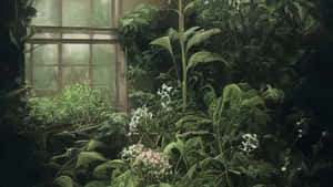 Dark Cottagecore Greenhouse Window Wallpaper