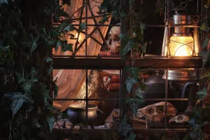 Dark Cottagecore Window Still Life Wallpaper