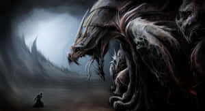 Dark Creature Emerging From The Shadowy Forest Wallpaper