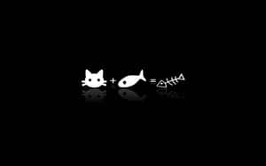 Dark Cute Cat Fishbone Wallpaper