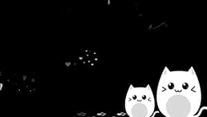 Dark Cute White Cats Wallpaper