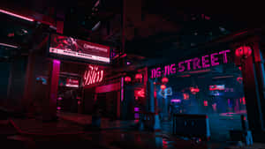 Dark Cyberpunk Cityscape At Night Wallpaper