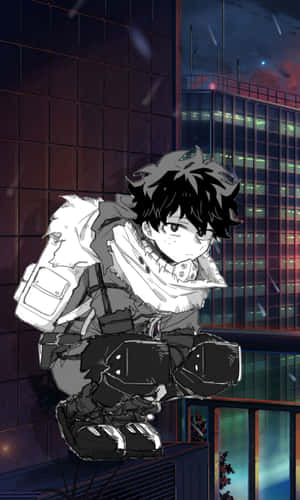 Dark Deku Broodingon Building Ledge Wallpaper