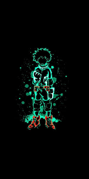 Dark Deku Glowing Outline Art Wallpaper