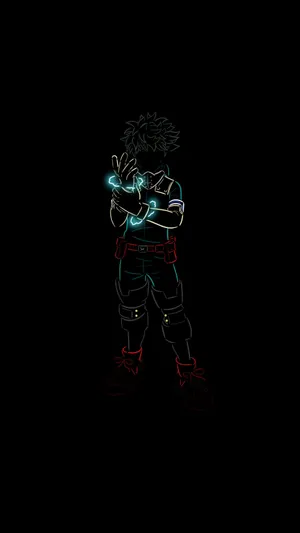 Dark Deku Neon Outlines Wallpaper