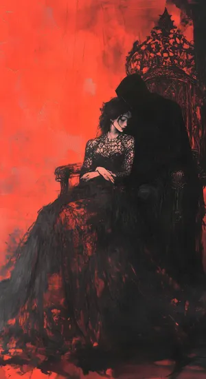 Dark Embrace On Gothic Throne Wallpaper