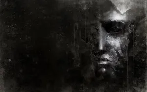 Dark Emotional: Silhouette Of A Woman And A Raven With A Stormy Sky Backdrop Wallpaper