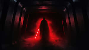 Dark_ Figure_with_ Red_ Lightsaber_4 K Wallpaper