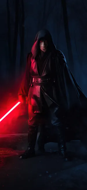 Dark_ Figure_with_ Red_ Lightsaber Wallpaper