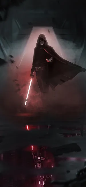 Dark_ Figure_with_ Red_ Lightsaber_ Artwork Wallpaper