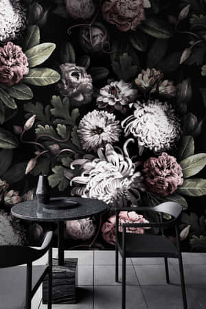 Dark Floral Interior Design Wallpaper