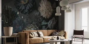 Dark Floral Living Room Decor Wallpaper