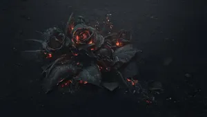Dark Gothic Roses Emitting Embers Wallpaper