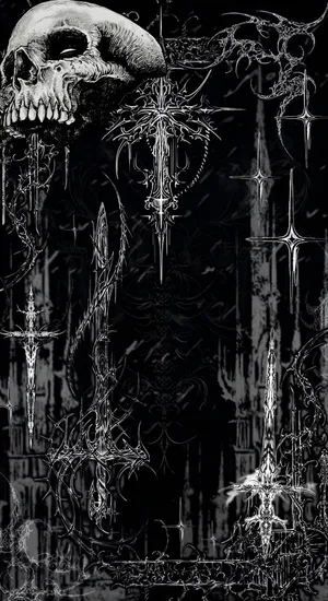 Dark Gothic Skulls And Crosses Wallpaper