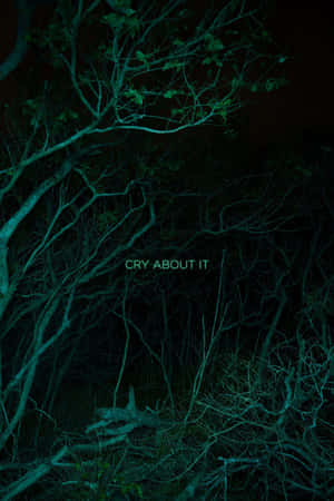 Dark Green Aesthetic_ Twisted Branches With Text Wallpaper