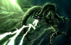 Dark Green Awesome Cool Dragon Wallpaper