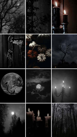 Dark Halloween Aesthetic Collage Wallpaper