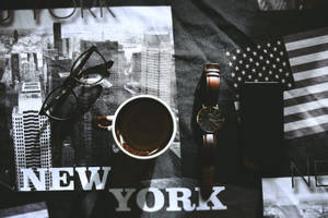 Dark Iphone Device On Office Table Wallpaper
