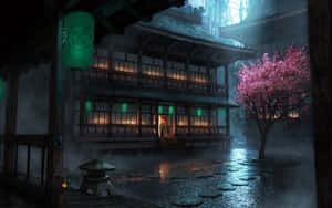 Dark Japanese Artwork House Of Hidden Dragon Wallpaper