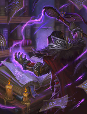 Dark Magic Sorcerer Casting A Powerful Spell Wallpaper