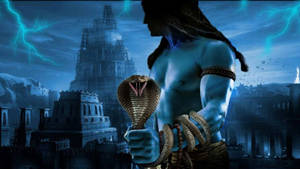 Dark Mahadev Holding Vasuki Ancient City Hd Wallpaper