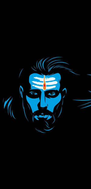 Dark Mahadev In Blue With Forehead Symbol Hd Wallpaper
