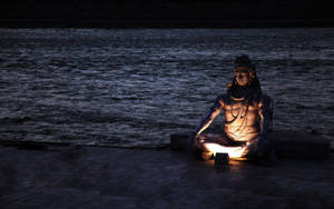 Dark Mahadev Statue At Sea Hd Wallpaper