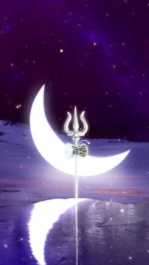 Dark Mahadev Trishula And Moon Hd Wallpaper