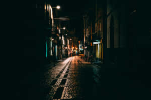 Dark Moody Alleyway Night Lights Wallpaper