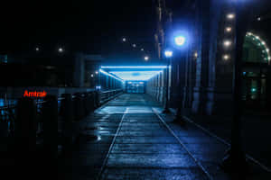 Dark Moody Amtrak Station Night Wallpaper