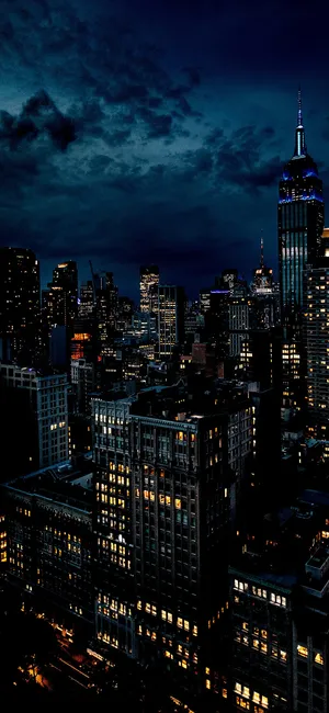 Dark Night City Skyscrapers Wallpaper