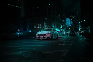 Dark Night Police Car Wallpaper