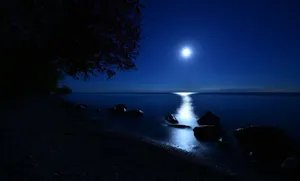 Dark Night Sky And Scenic Moon Wallpaper