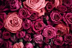 Dark Pink Rose Bouquet Background Wallpaper