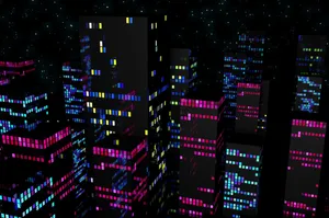 Dark Pixel Skyscrapers Windows Wallpaper