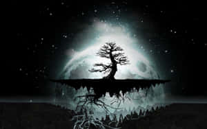 Dark Psychedelic Hd Tree Silhouette Wallpaper