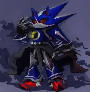 Dark Purple Metal Sonic Art Wallpaper
