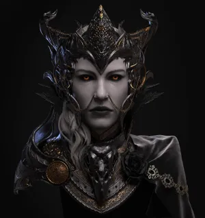 Dark Queen Enthroned In Mystical Shadows Wallpaper