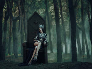 Dark Queen In A Mysterious Forest Wallpaper