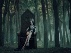 Dark Queen In A Mysterious Forest Wallpaper