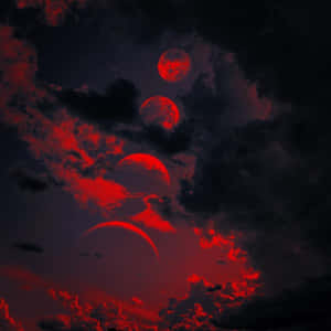 Dark Red Aesthetic Moon Phases Wallpaper