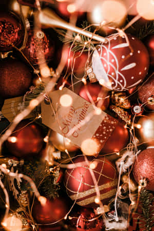 Dark Red Christmas Ornaments Wallpaper