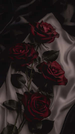 Dark Roses On Silk Wallpaper