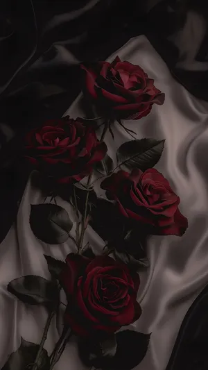 Dark Roses On Silk Wallpaper
