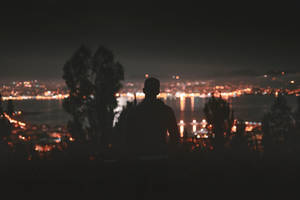 Dark Sad Man Looking Over City Wallpaper