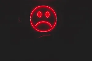Dark Sad Red Neon Lonely Face Wallpaper
