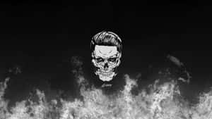 Dark_ Skull_ Emerging_ From_ Mist Wallpaper