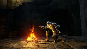 Dark Souls Bonfire Glowing In The Night Wallpaper