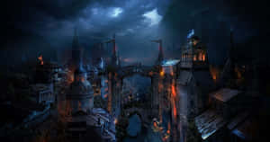 Dark Steampunk Fantasy World Wallpaper