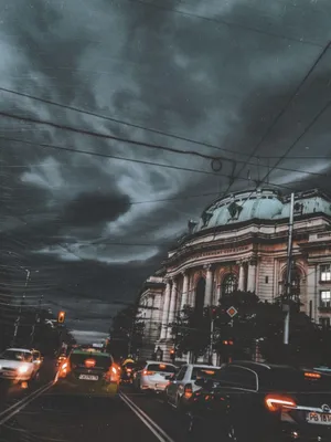 Dark Stormy Cityscape Traffic Wallpaper